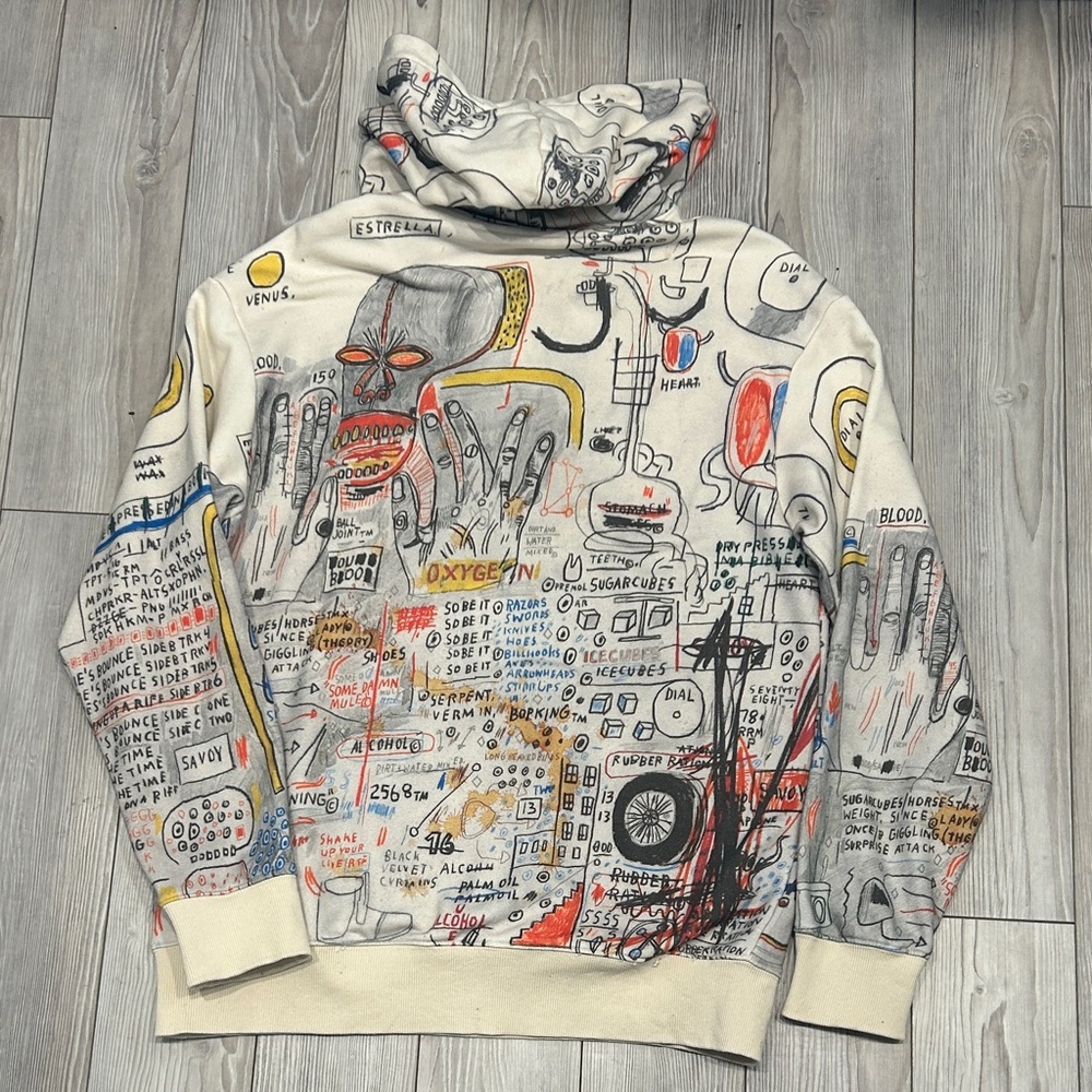 Who Decides War x Basquiat x Ev Bravado Graffiti Hoodie Unisex Medium - Picture 4 of 9